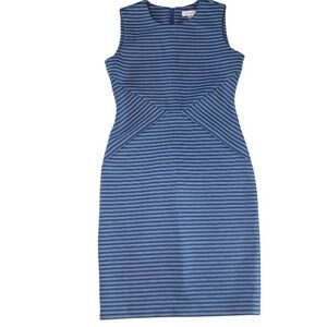 CALVIN KLEIN Blue Striped Scuba Knit Sleeveless Dress Sz 10